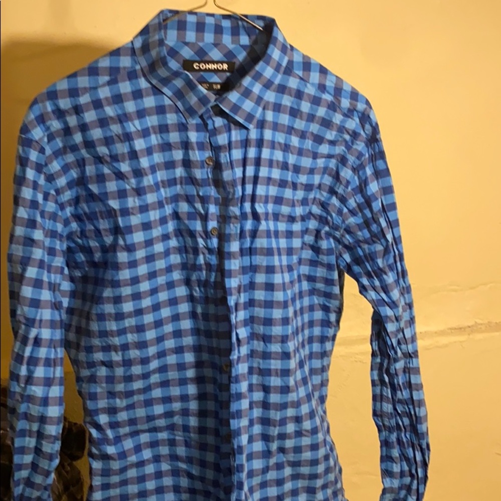 Blue checkered button shirt MD-L